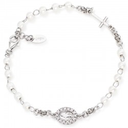 Pulsera Rosario Amen en plata y perlas para mujeres BROBBZ-M3