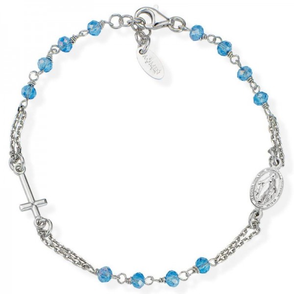 Amen Silver Rosary Bracelet with crystals BROBC3 Image of the Amen Silver Rosary Bracelet with crystals BROBC3
