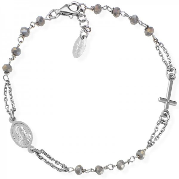 Amen Silver Rosary Bracelet with crystals BROBF3 Image of the Amen Silver Rosary Bracelet with crystals BROBF3