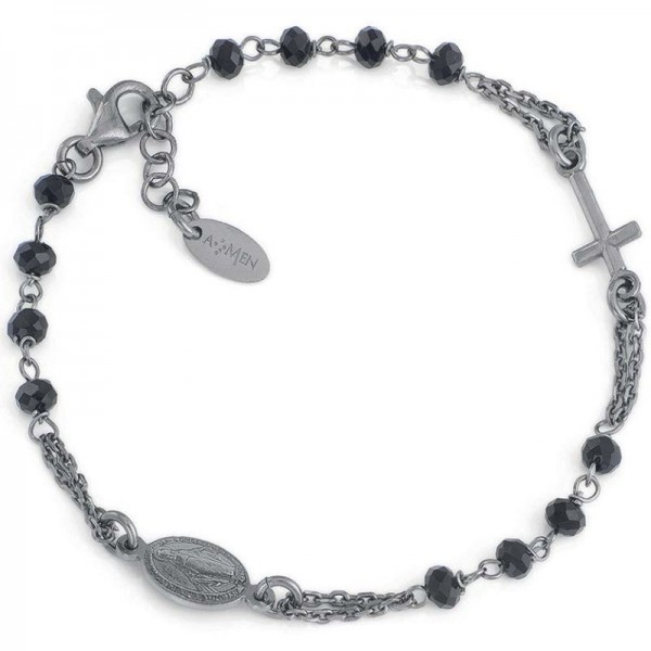 Amen Rosenkranz Armband aus Silber mit Kristallen BRONN3 Bild des Amen Rosenkranz Armband aus Silber mit Kristallen BRONN3