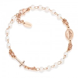 Pulsera Rosario Amen en plata y perlas para mujeres BRORB3