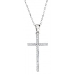 Image of the Amen Silver Cross Necklace with zircons for women CLCRDOBBNZ