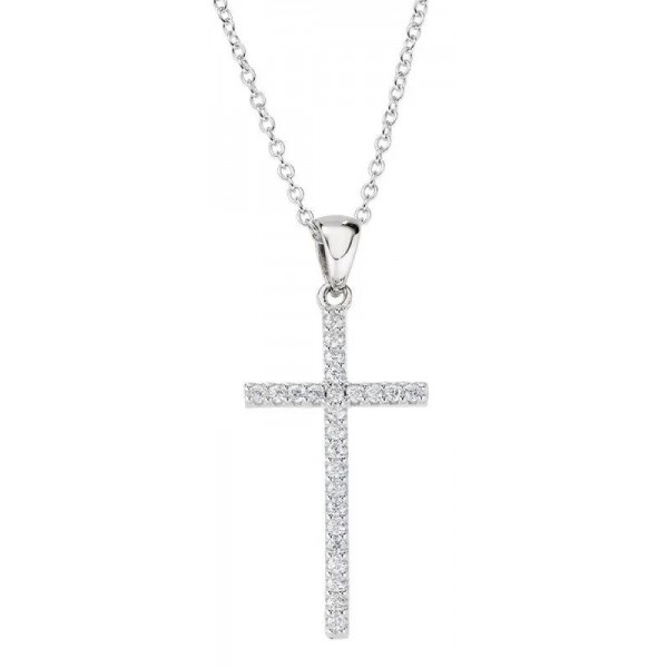 Amen Silver Cross Necklace with zircons for women CLCRDOBBNZ Image of the Amen Silver Cross Necklace with zircons for women CLCRDOBBNZ