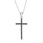 Amen Silver Cross Necklace with zircons for women CLCRDOBBNZ Image of the Amen Silver Cross Necklace with zircons for women CLCRDOBBNZ