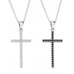 Amen Silver Cross Necklace with zircons for women CLCRDOBBNZ Image of the Amen Silver Cross Necklace with zircons for women CLCRDOBBNZ