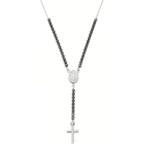 Imagen del Collar Rosario Amen en plata con circonitas CLCRMIBNZ4