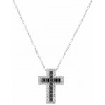 Amen Silver Cross Necklace with zircons for women CLCRREBBNZ1 Image of the Amen Silver Cross Necklace with zircons for women CLCRREBBNZ1