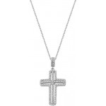 Amen Silver Cross Necklace with zircons for ladies CLCRVBBZ Image of the Amen Silver Cross Necklace with zircons for ladies CLCRVBBZ
