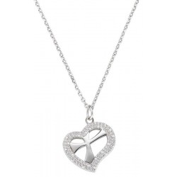 Image of the Amen Cross Necklace with heart for women CLCUCRBBZ