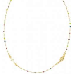 Amen Silver Rosary Necklace with crystals for women CRO10GARVE3