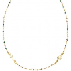 Collar Rosario Amen en plata con cristales para mujeres CRO10GTOVE3