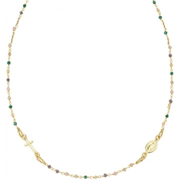 Imagen del Collar Rosario Amen en plata con cristales para mujeres CRO10GTOVE3