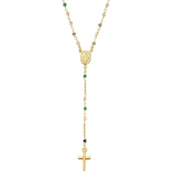 Imagen del Collar Rosario Amen en plata con cristales para mujeres CRO10GTOVE4