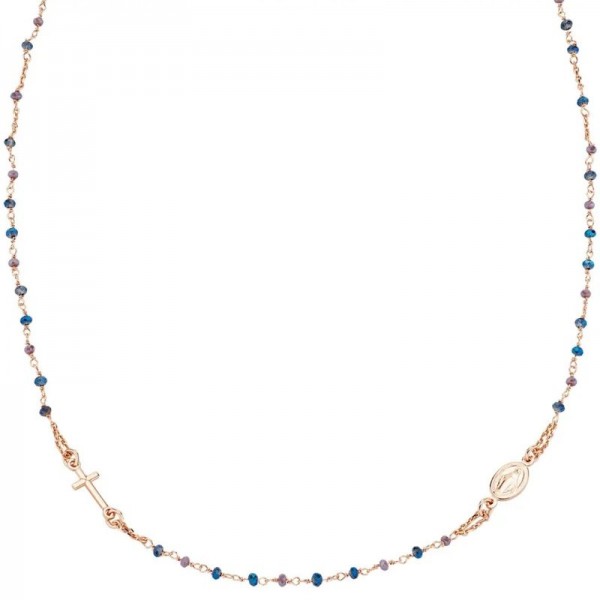 Amen Silver Rosary Necklace with crystals for women CRO10RBLTO3 Image of the Amen Silver Rosary Necklace with crystals for women CRO10RBLTO3