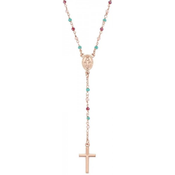 Amen Silver Rosary Necklace with crystals for women CRO10RRRV4 Image of the Amen Silver Rosary Necklace with crystals for women CRO10RRRV4