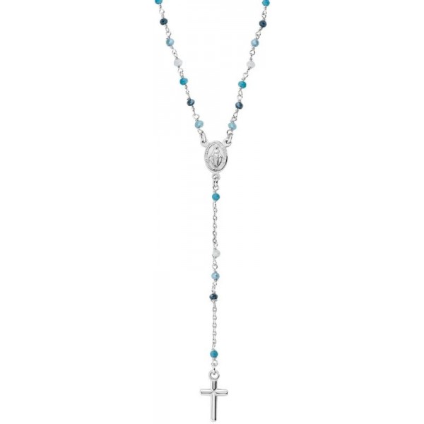 Collier Chapelet Amen en argent avec cristaux pour femmes CRO25BMUB4 Image du Collier Chapelet Amen en argent avec cristaux pour femmes CRO25BMUB4