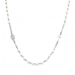 Comprar Collar Rosario Amen en plata y perlas para mujeres CROBB3