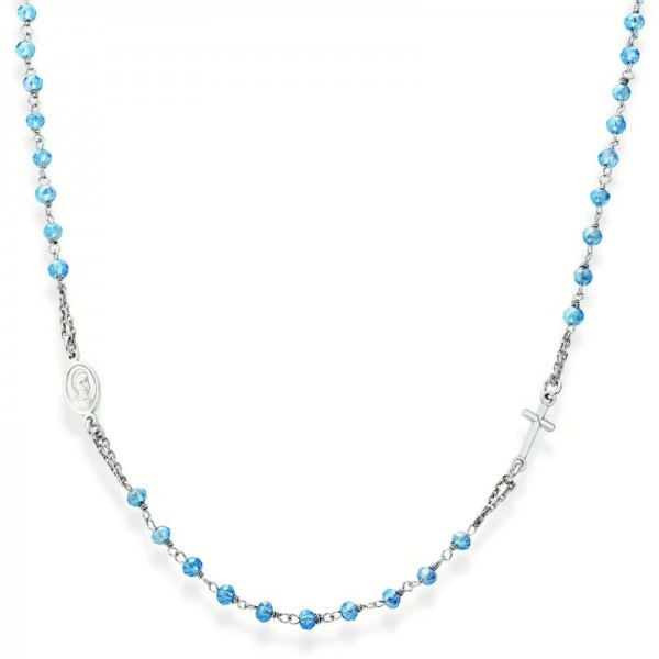 Image of the Amen Silver Rosary Necklace with crystals CROBC3