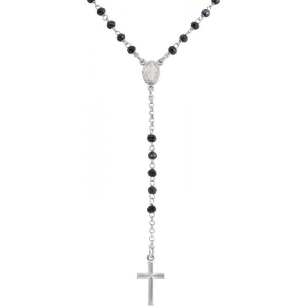 Image of the Amen Silver Rosary Necklace with crystals CROBG4