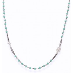 Collar Rosario Amen en plata con cristales CROBT3