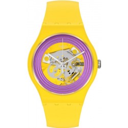 Swatch Unisex Watch New Gent Purple Rings Yellow SO29J100
