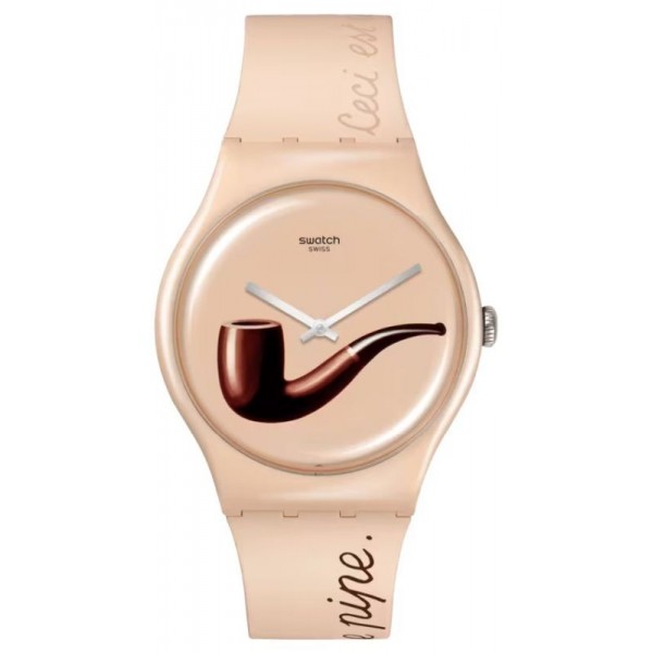 Montre Swatch La Trahison des Images by Rene Magritte SO29Z124 Acheter Montre Swatch La Trahison des Images by Rene Magritte SO29Z124