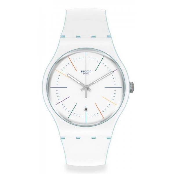 Swatch Unisex Watch New Gent White Layered SUOS404 Buy Swatch Unisex Watch New Gent White Layered SUOS404